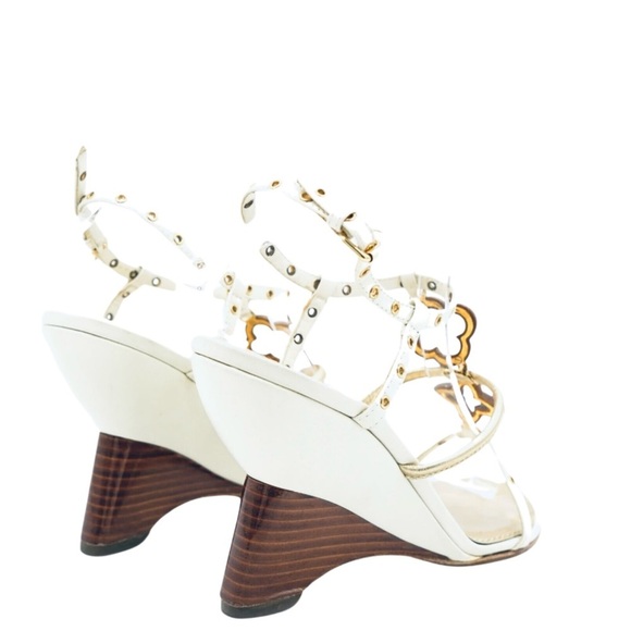 Louis Vuitton Tri Color Leather Eyelet T-Strap Wedge - Picture 10 of 14